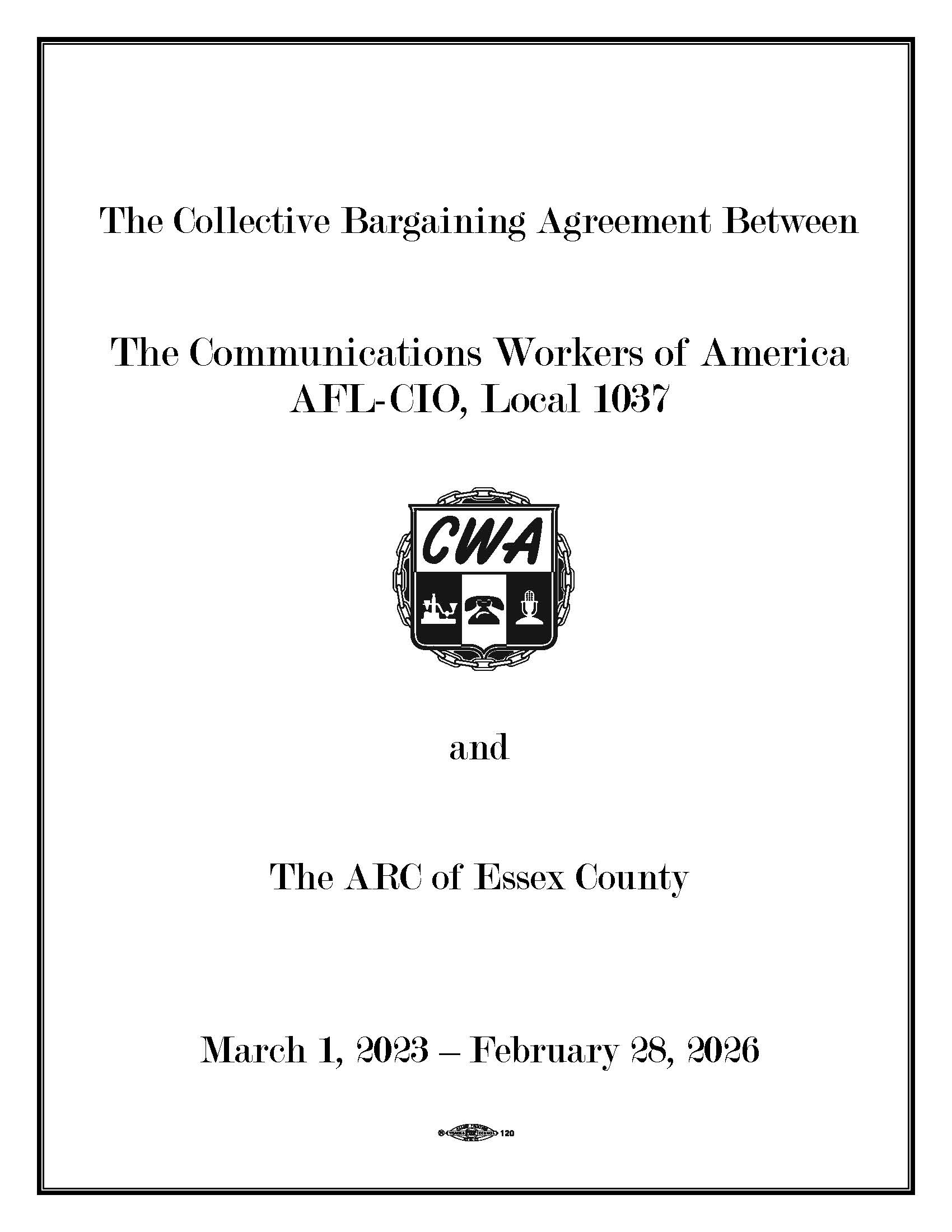 Collective Bargaining Agreement between CWA Local 1037 and ARC of Essex